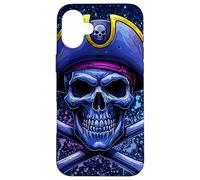 Crâne Pirate rétro et Drapeau des bornes croisées Halloween Coque pour iPhone 16 Plus