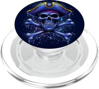 Crâne Pirate rétro et Drapeau des bornes croisées Halloween PopSockets PopGrip pour MagSafe