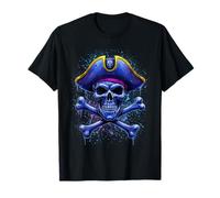 Crâne Pirate rétro et Drapeau des bornes croisées Halloween T-Shirt