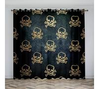Crâne Rideau Thermique Or Rideaux Occultants pour Chambre et Salon, Isolation Thermique avec œillets sur Le Dessus pour Une Installation Facile, Ensemble Deux Pièces H260XW336