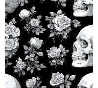 Crâne Rose Fleurs Papier Peint Autocollant 0.3X3 M Meuble Film Décoratif Croquis Style Imperméable Mat Stickers Collant Rouleau Facile à Nettoyer et Amovible pour Surface Porte Armoire Cuisine