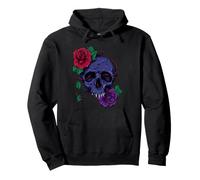 Crâne Rose Illustration Dark Esthétique Gothique Floral Sweat à Capuche