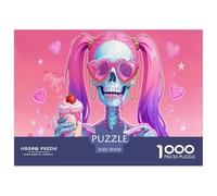 Crâne Rose Puzzle 1000 Pièces Adultes intéressant Puzzles 1000 Pièces Peinture Art Décor À La Maison 70x50cm/1000pcs
