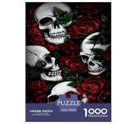 Crâne Rose Puzzle 1000 Pièces Cadeau Unique intéressant Jeu Éduchatif Challenge Toy À De Qualité Supérieure Peinture Art pour Adultes Et Enfants À Partir De 12 Ans 70x50cm/1000pcs