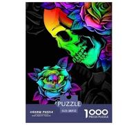 Crâne Rose Puzzle 1000 Pièces Educa Jouet Cadeau Unique Décoration Intérieure Intéressant Jeu Éduchatif Challenge Toy pour Adultes Et Enfants À Partir De 12 Ans 52x38cm/1000pcs