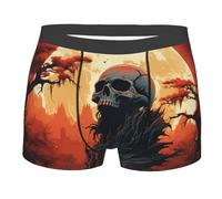 Crâne Rouge Nuit Lune Mort Vintage Homme Caleçon Boxeur Fitted sous-Vêtements Breathable Caleçons Classique Boxershorts XXL