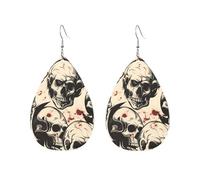 Crâne Sanglant Boucles D'Oreilles De Goutte Légères Boucles D'Oreilles Pendantes De Goutte Tendancees Boucle D’Oreille En Cuir Pour Voyages Mariage Anniversaires