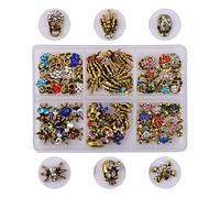 Crâne squelette 3D vintage avec strass pour Halloween