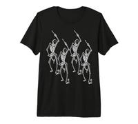 Crâne Squelette Macabre Danse de Mort Batteur Halloween T-Shirt Haut de Gamme