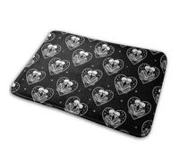 Crâne Squelette Noir Et Blanc Baiser d'amour Welcome Paillassons Durable Paillasson D'Entree Doux Tapis De Douche pour Salon Baignoire Cuisine 40X60Cm
