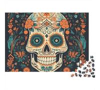 Crâne sucré 3 Couches Carton Style Art Populaire Mexicain Puzzle, Jeu Difficile Adultes, Soulagement Stress Loisirs, Décor Mural & Cadeau Collectionneurs Famille 52x38cm/1000pcs