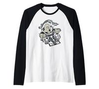 Crâne sur Un Go Kart Cool Racing Kids Racing Funny 90s Manche Raglan