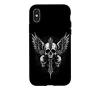 Crânes Audacieux avec Ailes et Croix Coque pour iPhone X/XS