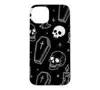 Crânes Cercueils Bougies Dark Goth Esthétique Halloween Motif Coque pour iPhone 15 Plus