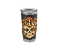 Crânes Champignon Halloween Papillons Gothique Cottagecore Art Gobelet isotherme en acier inoxydable double paroi