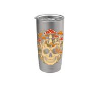 Crânes Champignon Halloween Papillons Gothique Cottagecore Art Gobelet isotherme en acier inoxydable double paroi