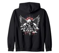 Crânes Croix avec Ailes - Crâne Gothique Anges Vintage Sweat à Capuche