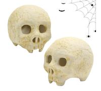 Crânes de brasiers,Crânes de brasiers ignifuges,Crâne de feu en céramique d'halloween Effrayant de 2 pièces | Décoration de feu de Camp d'halloween, Accessoires Photo avec