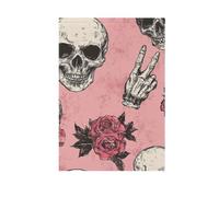 Crânes doigt d'honneur rose pêche printemps extérieur drapeaux Happy New Year bannière pour décoration de porche 28 x 40 cm double face