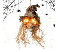 Crânes Halloween Accessoires Épouvantail Squelette Effrayant avec Lumières | Crânes Halloween Avec Yeux Lumineux Pour intérieur, fête, maison hantée, porche, jardin cour