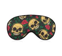 Crânes Mexicains Fleurs Masque de Sommeil Jour des Morts Bandeau pour Dormir Élastique Blackout Masque pour les Yeux Couverture pour Sommeil Complet Nuit Voyage et Sieste