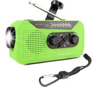 Crank Solar Radio, AM/FM Emergency Weather Radio with Bright Flashlight, SOS Alarm, 2000mAh Power Bank, Headphone Jack for Home and Outdoor Activities