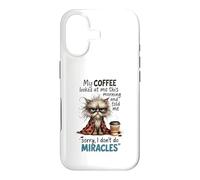 Cranky Cat Coffee No Miracles Morning Humour Coque pour iPhone 17