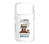 Cranky Cat Coffee No Miracles Morning Humour Coque pour iPhone 17 Pro