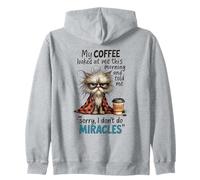 Cranky Cat Coffee No Miracles Morning Humour Sweat à Capuche