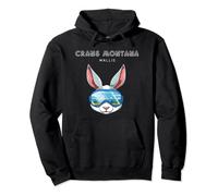 Crans Montana Valais Suisse Rétro Ski Lapin Sweat à Capuche