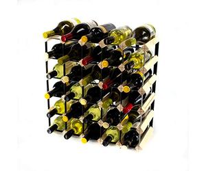 Cranville wine racks Classique en Bois de pin de 30 Bouteilles de vin et de métal Noir en Rack prêt assemblé
