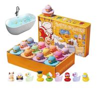 Craquelures de bain colorées, boules de canard mignonnes, ensemble de douche 12 pièces avec parfum naturel, texture en mousse douce, jouet pour avec un design, kit d'accessoires de bai