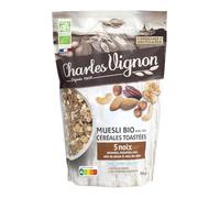Craquez pour la texture croquante aux cinq noix, parfum toasté et couleur dorée - CHARLES VIGNON Muesli bio aux céréales complètes, 350 g - Lot de 3