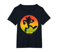 Crash Bandicoot Sideview Silhouette Gradient Logo T-Shirt, Femme Grandes Tailles, Noir, 2X