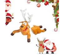 Crashing Reindeer & Santa Set, Crashing Santa and Reindeer, Window Decoration with Glass Shard Sticker and Leg Romper Animation, Home Window Holiday Xmas Decor & Gift (B)