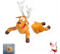 Crashing Reindeer & Santa Set,décoration de Noël Amusante, décoration de fenêtre avec Autocollants en Verre et Animation de Jambe, Renne Qui s'écrase, décoration de Noël Amusante-B
