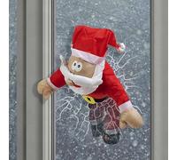 Crashing Santa Reindeer Animated Christmas, décoration de Noël Amusante, décoration de fenêtre avec Autocollants en Verre et Animation de Jambe, Cadeau de Noël