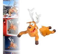 Crashing Santa Reindeer Animated Christmas Decoration Funny Christmas Decoration Decoration Window Decoration with Glass Shard Sticker and Leg Romper Animation (Glod)