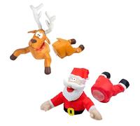 Crashing Santa Reindeer Animated Christmas Decoration Funny Christmas Decoration Decoration Window Decoration with Glass Shard Sticker and Leg Romper Animation (Rouge + Glod)