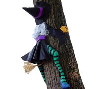 Crashing Witch Halloween Decorations Outdoor, Large Crashing Witch Into Tree Halloween Decorations for Front Porch Door Yard Garden