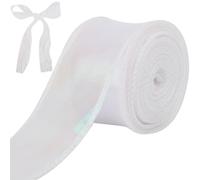 craspire 1-3/5 Pouce Ruban Transparent en Organza Irisé Tulle Holographique Ruban Cadeau Tissu Décoratif en Mousseline de Soie Blanc Fait à la Main pour Emballage Cadeau Bouquet de Fleurs de Mariage