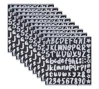 CRASPIRE 10 feuille D'Autocollants Alphabet Chiffres Autocollants Autocollants en PVC Argent Lettre Scrapbooking Vinyle Lettres Chiffres Kit Autocollants Imperméables pour Diplôme Chapeau Autocollants
