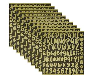 craspire 10 Feuille D'Autocollants Chiffres Alphabet Autocollants Autocollants en PVC Lettres Dorées Scrapbooking Kit de Lettres en Vinyle Imperméables pour Remise de Diplôme, Chapeau, Autocollants