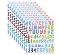 CRASPIRE 10 feuille D'Autocollants de Chiffres de L'Alphabet Autocollants D'Étiquettes Auto-Adhésives en PVC Autocollants de Lettres Majuscules Colorées Scrapbooking Kit de Lettres de Chiffres