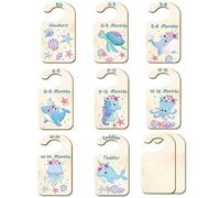 craspire 10 pcs Diviseurs de Garde-Robe en Bois pour Bébé Séparateurs de Taille de Vêtements Océan Organisateurs de Placard de Couronne Décor de Chambre d'enfant du Nouveau-Né à 36 Mois Cintre