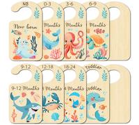 craspire 10 Pièces Cloison Armoire Caton Mignon Animal Marin Double Face Boîte de Rangement Suspendue en Bois Logo Tissu Taille Cloison Nouveau-né Fournitures Bébé 24 Mois Tout-Petit pour Nursery