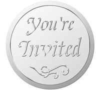 craspire 100 pcs 1.5 Pouces Vous Êtes Invité Autocollants en Feuille d'argent Autocollants de Sceaux D'Enveloppe en Relief Argenté Autocollants Ronds Auto-Adhésifs Étiquette de Décoration de Médaille