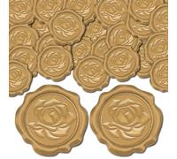 CRASPIRE 100 pcs Autocollants de Sceau de Cire Rose Fleur Vintage Doré Autocollants de Sceau Auto-Adhésifs Ensemble D'Étiquettes de Scellage pour Invitations Décoration Enveloppe Cartes D'Anniversaire