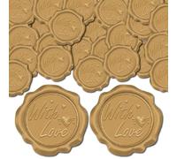 craspire 100 pcs avec Amour Autocollants de Sceau de Cire Rétro Doré Autocollants de Sceau Auto-Adhésifs Étiquette D'Étanchéité Ensemble de Décalcomanies pour Invitation de Mariage Enveloppe Décor