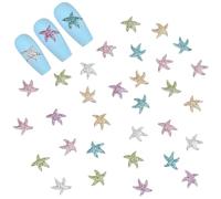 craspire 100 pièce de Breloques pour Nail Art en Résine en Forme D'Étoile de Mer Couleurs Mélangées Étoiles Colorées Ensemble D'Ongles à Dos Plat Motifs de Plage D'Été Strass Clous Bijoux Manucure